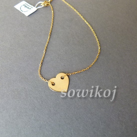 Pozłacany srebrny łańcuszek z serduszkiem 