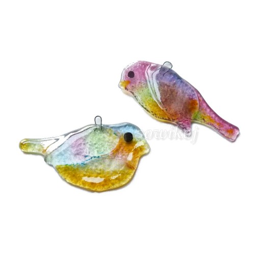 Kolorowe szklane ptaszki zawieszki na okno ręcznie robione