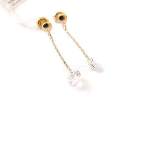 Długie wiszące kolczyki na łańcuszku wkrętki z kryształkiem - srebro 925