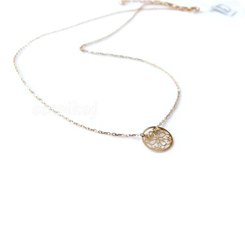 Łańcuszek srebrny pozłacany  z ażurową zawieszką