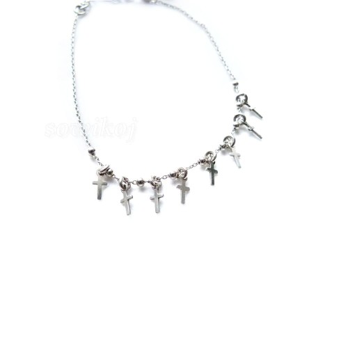 Krzyzyki - srebrna delikatna bransoletka z zawieszkami - srebro 925