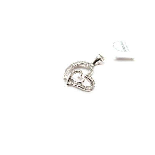 Srebrne podwójne serduszko z cyrkoniami