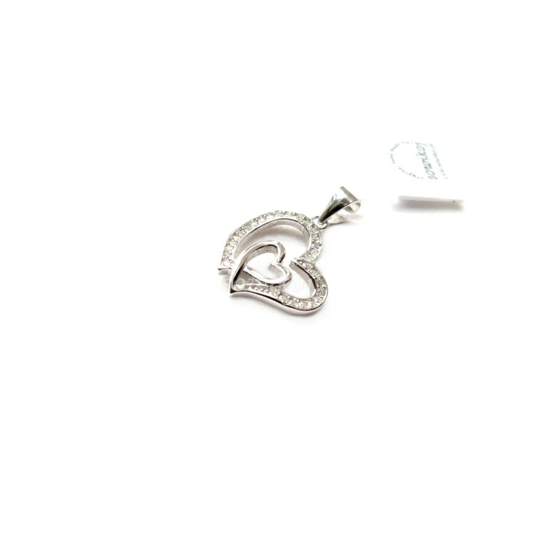 Srebrne podwójne serduszko z cyrkoniami