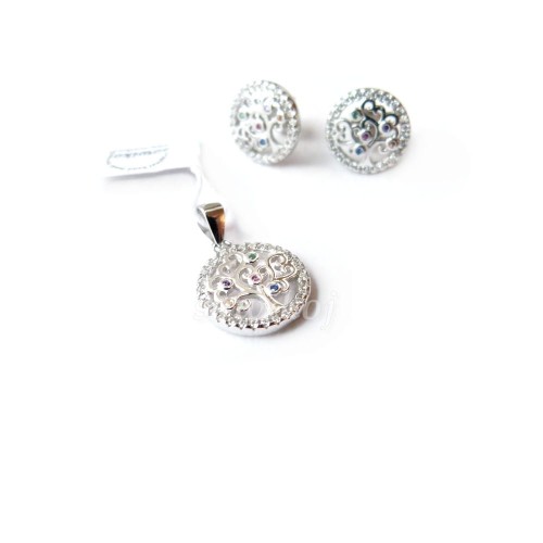 Kolczyki z zawieszką - srebro próby 925 drzewo szczęścia