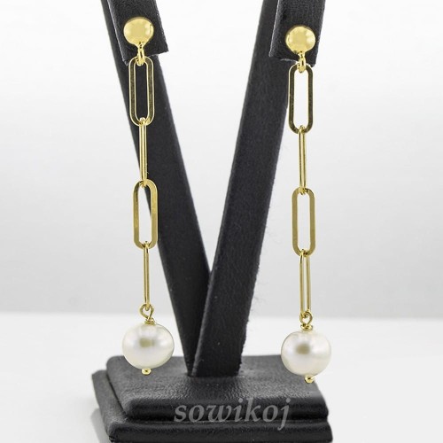 Srebrne długie kolczyki z perłami