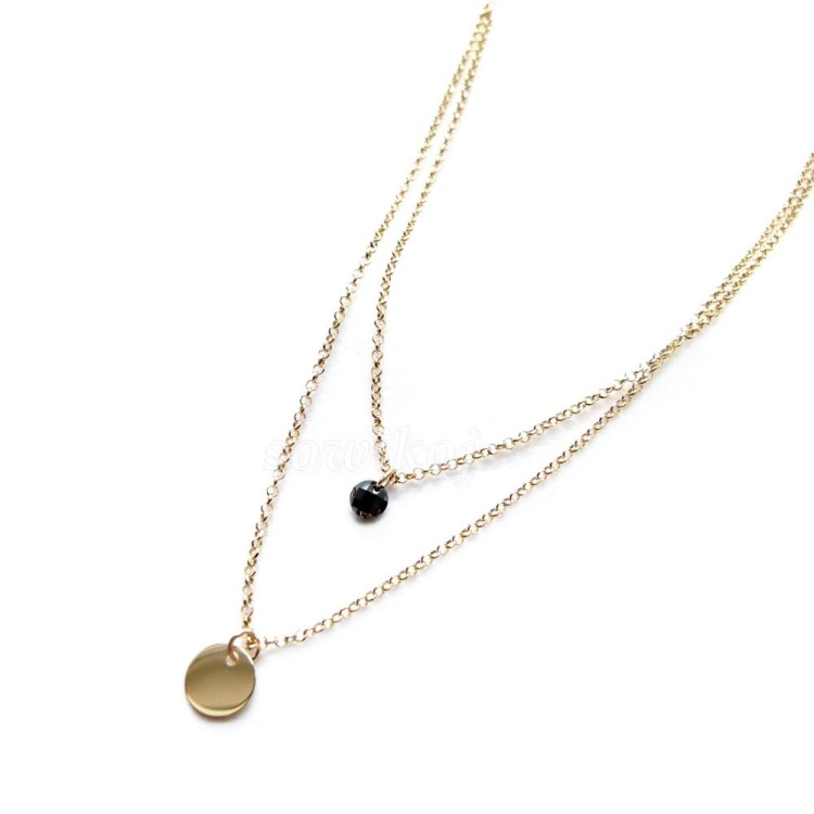 Pozłacane srebro - podwójny łańcuszek - naszyjnik z zawieszką