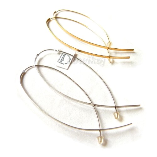 Długie proste efektowne kolczyki przecinki pozłacane i rodowane  srebro