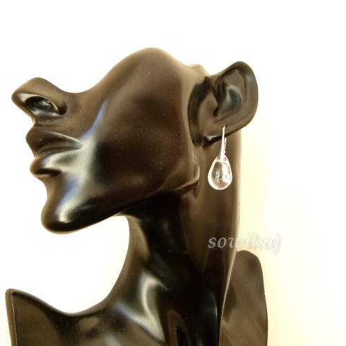 Kolczyki srebrne krople transparentne wiszące