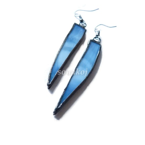 Kolczyki witrażowe w kolorze niebieskim  jeans rewers