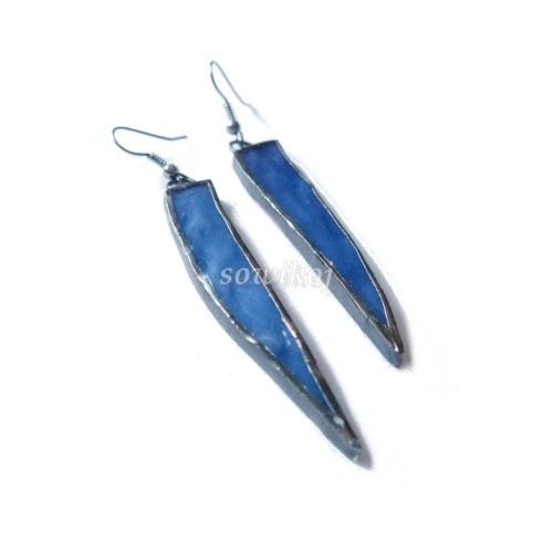 Kolczyki witrażowe w kolorze niebieskim  jeans