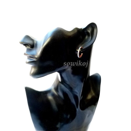 Kolczyki srebrne małe kółka niebieskie