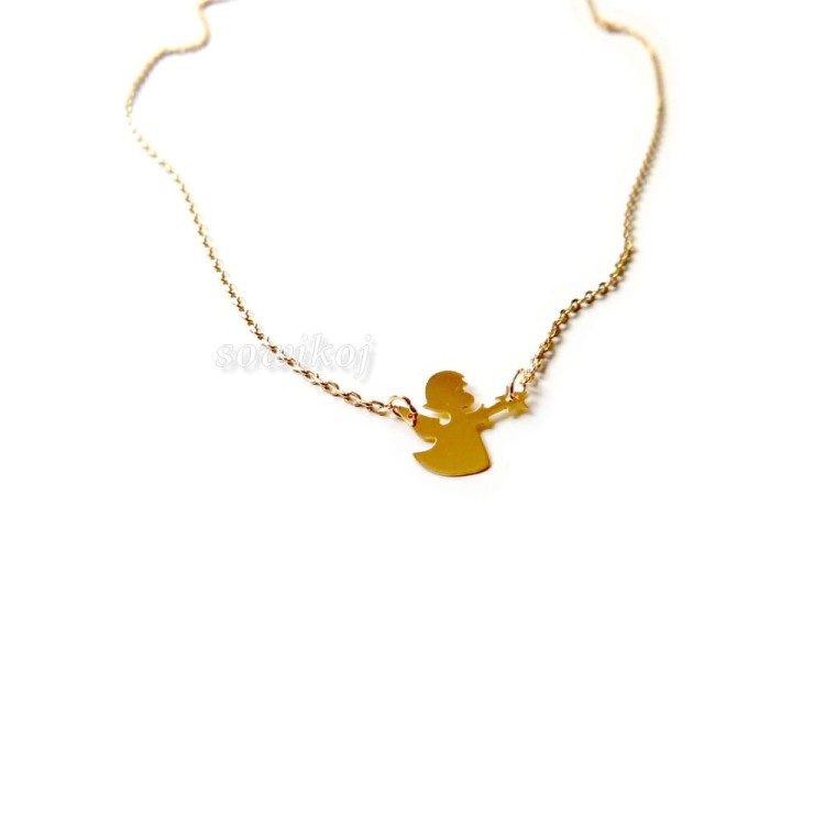 Aniołek wisiorek  - pozłacane srebro  -  na łańcuszku