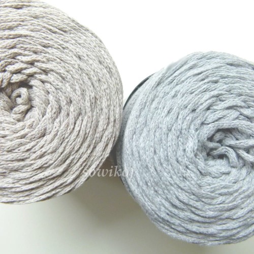 Porównanie sznurków - szary  06 i pieprz z solą len - 3mm bawełna