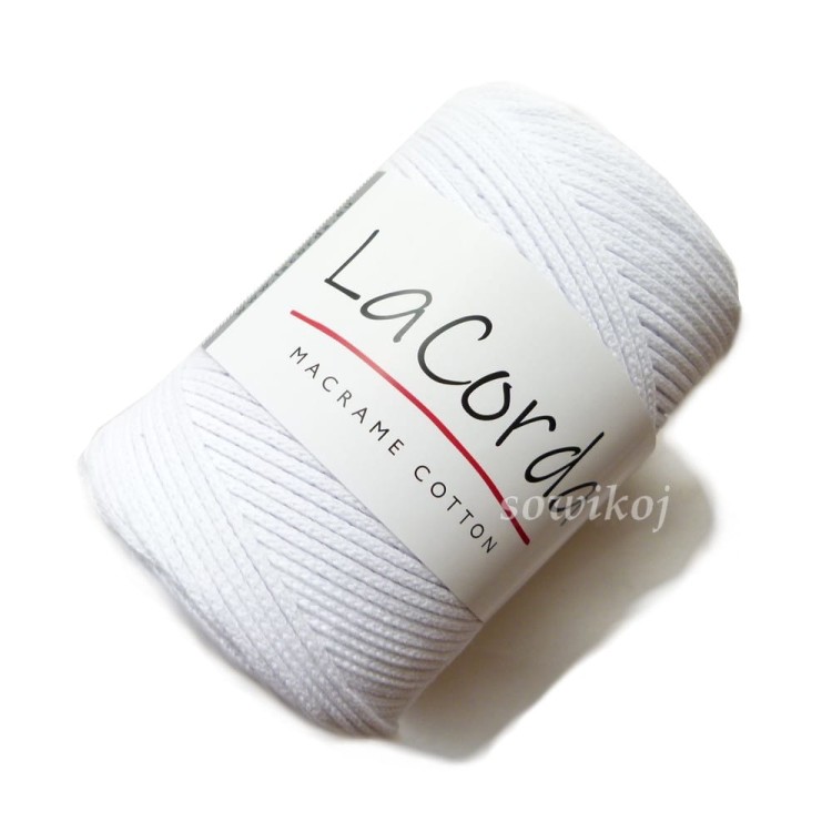 Sznurek bawełniany pleciony 2mm LaCorda macrame cotton do makramy w kolorze białym