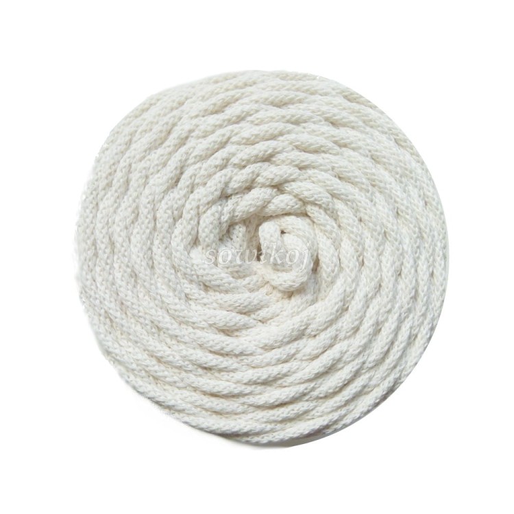Sznurek bawełniany 5 mm z rdzeniem,  kolor ecru 02
