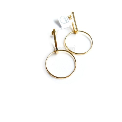 Srebrne pozłacane kolczyki koło na pętli wiszące