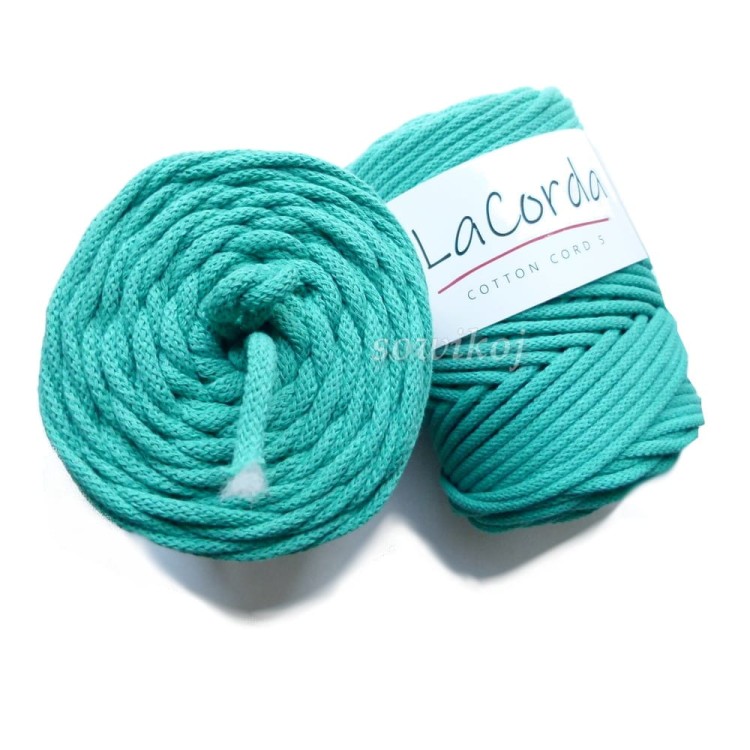 Sznurek bawełniany z rdzeniem 5mm, mięta ciemna