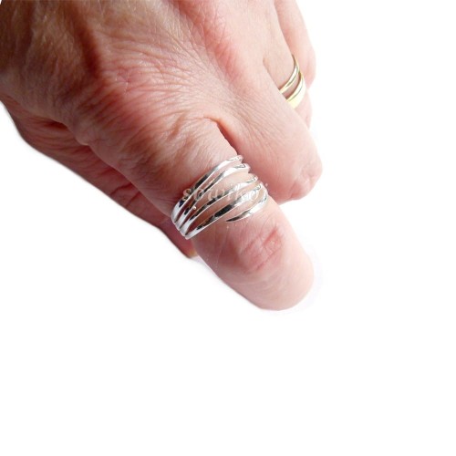 Przestrzenny pierścionek obrączka rozdzielone linie 5 kora