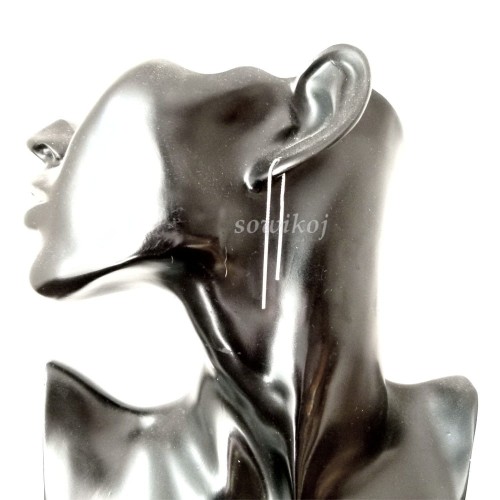 Srebrne przeciągane długie kolczyki z patyczkami