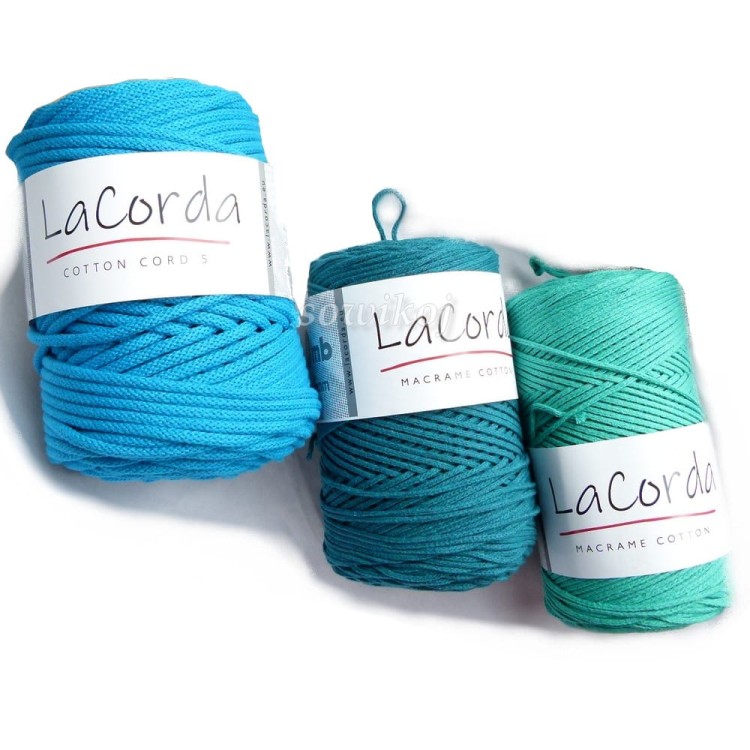 Zestawienie kolorów turkusowych - sznurek do makramy .