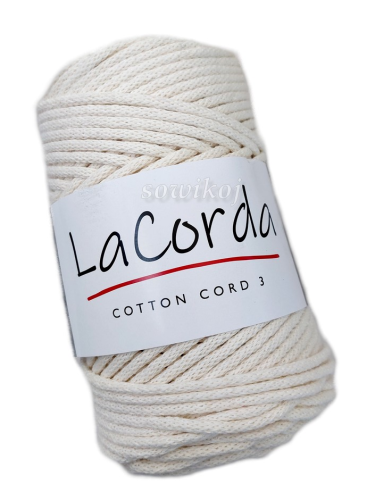 Sznurek bawełniany 3mm  ecru - biel wełny