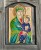 Ikona ceramiczna w drewnianej oprawie duża - Madonna Śnieżna w wersji zielonej sukience.