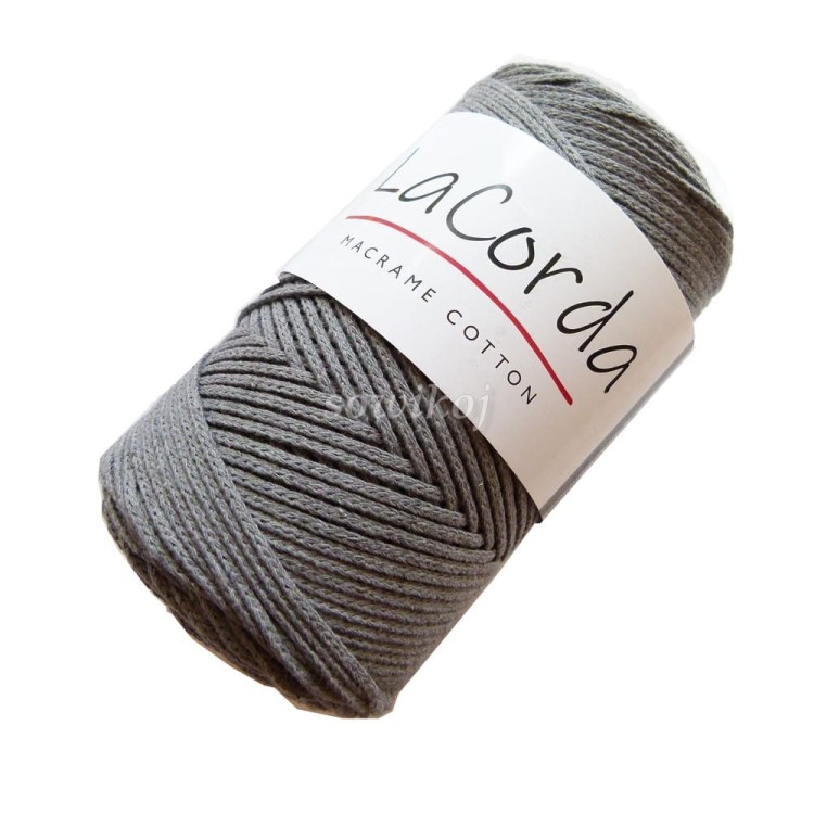 Sznurek bawełniany pleciony ciemno szary - odcień 8, kolor.140