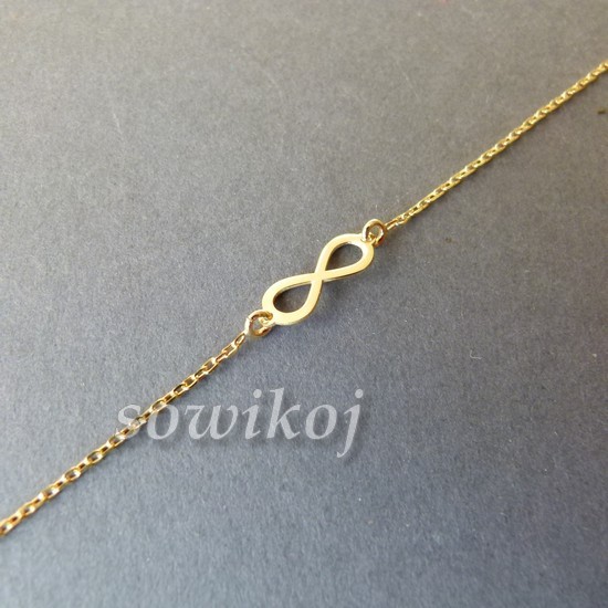 Srebrna pozłacana  nieskończoność płaska łańcuszek