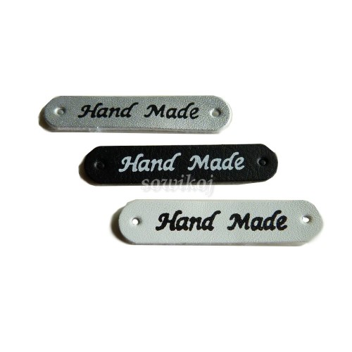 Naszywka skórzana z napisem Hand Made w trzech kolorach