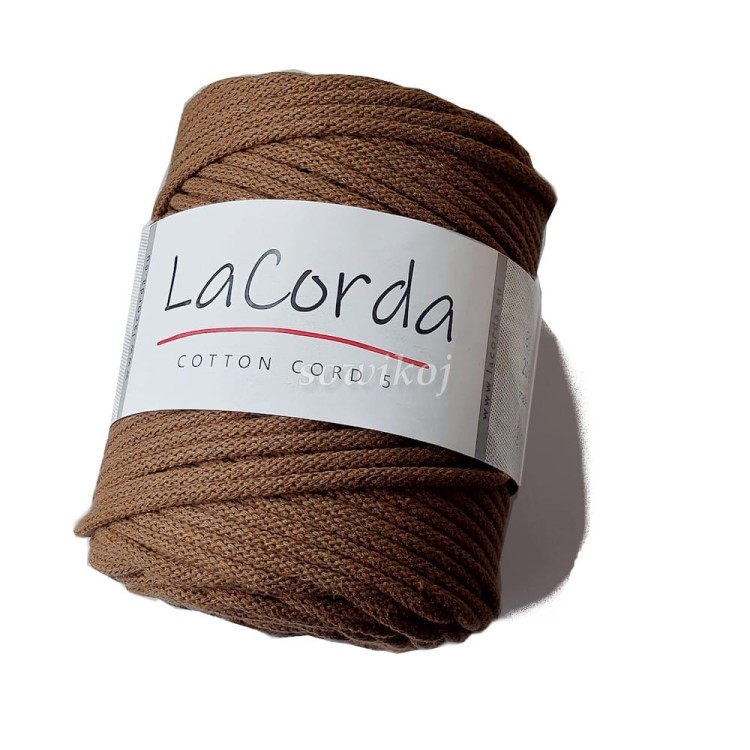 Brązowy kol.230 gorzka kawa - sznurek bawełniany z rdzeniem poliestrowym 5mm