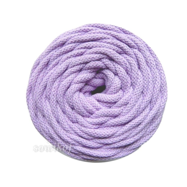 Delikatny fioletowy sznurek bawełniany do prac ręcznych i makramy 5mm z rdzeniem - lila Wrzos kol.720