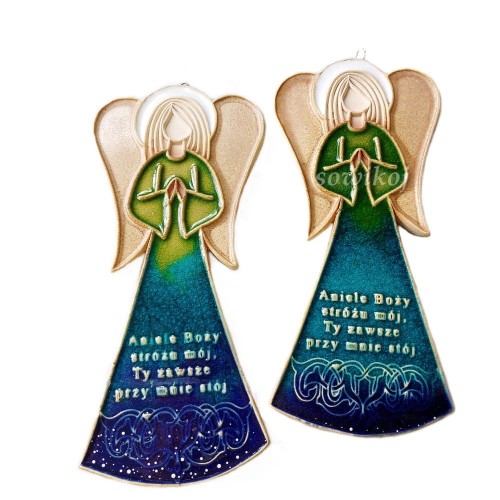 Anioł ceramiczny z beżowymi skzydłami