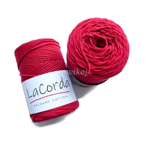 Ciemno czerwony sznurek bawełniany do makramy i szydełkowania WINO 3mm pleciony