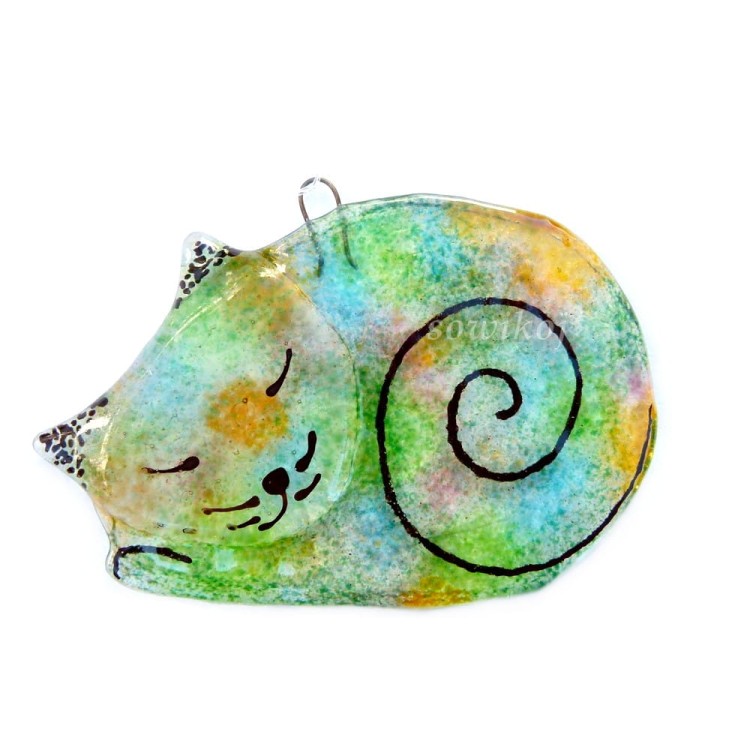 Kotek szklany zielonkawy lewy