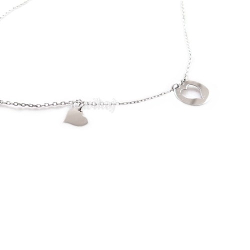 Bransoletka srebrna dwa serduszka - srebro 925 celebrytka