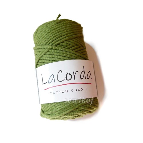 Sznurek bawełniany z rdzeniem, kolor oliwkowy zielony 450