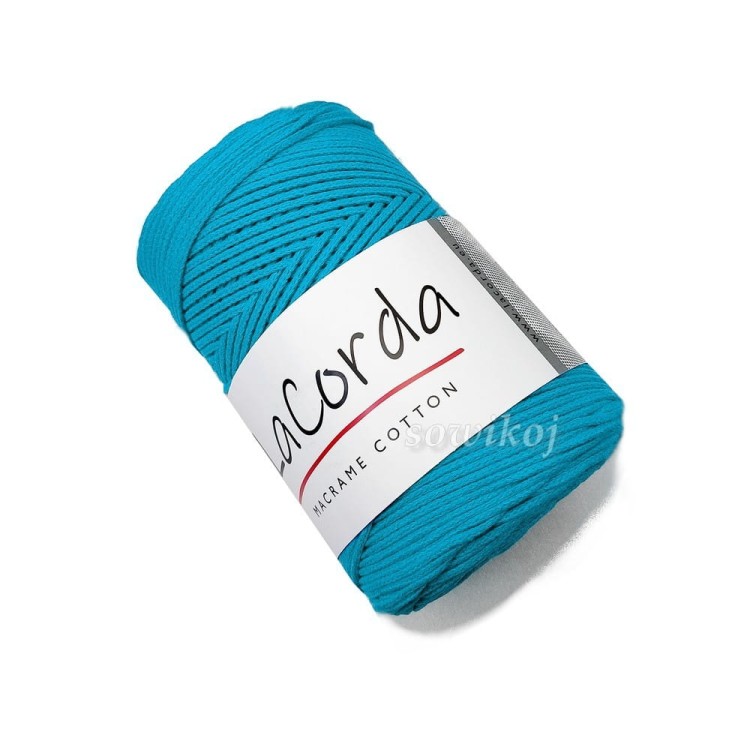 Sznurek bawełniany pleciony 3mm kolor turkusowy niebieski