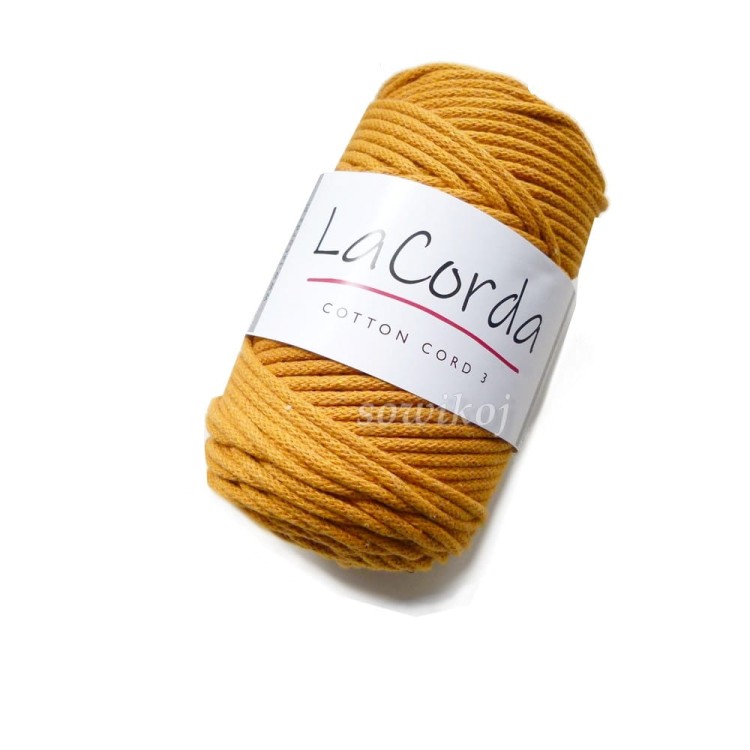 Sznurek z rdzeniem 3-4mm bawełna kolor 400 musztardowy piaskowy żółty