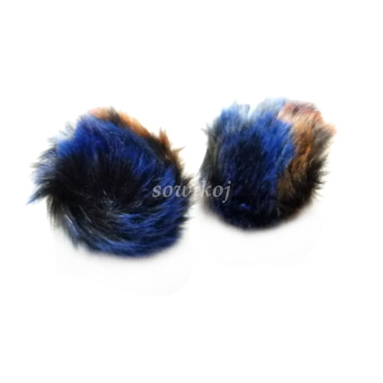 Pompon do czapki duży melanż bez z granatowym i bordo