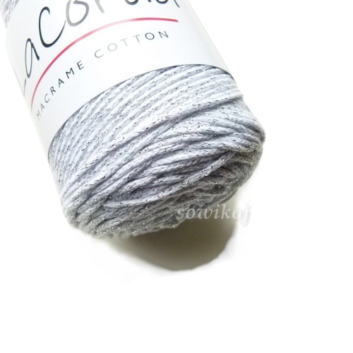 100s - biły z lurexem srebrnym sznurek do szydełkowania i makramy