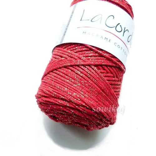 Sznurek do szydełkowania i na ozdoby świąteczne czerwień i złoto kolor 370z