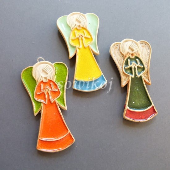 Ceramiczne anioły mini - pomarańczowy, żółty i ciemno ziwlony
