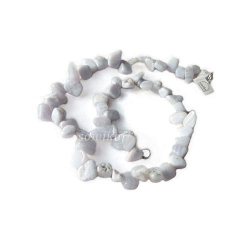 Agat chalcedon błękitne bryłki naszyjnik