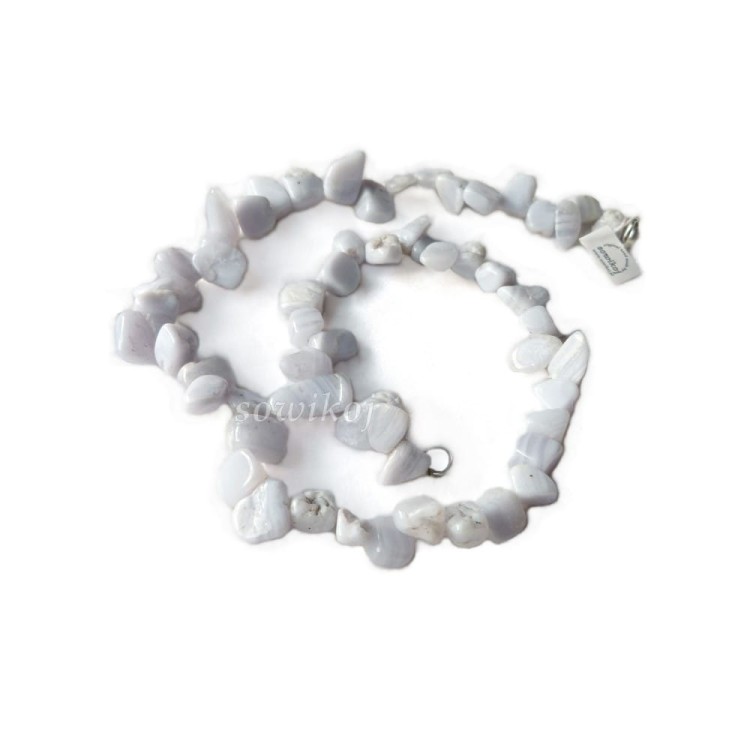 Agat chalcedon błękitne bryłki naszyjnik