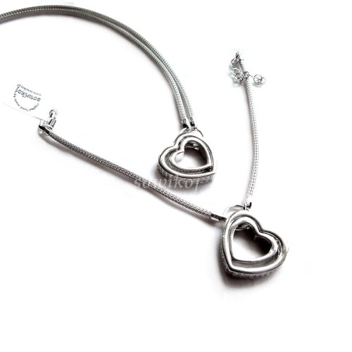 Komplet biżuterii srebrnej kolia i bransoletka calza - serce - srebro 925