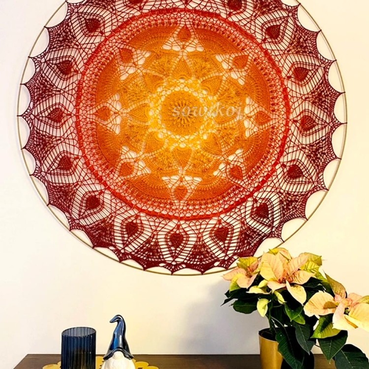 Słoneczna mandala na ścianie - schemat wykonania