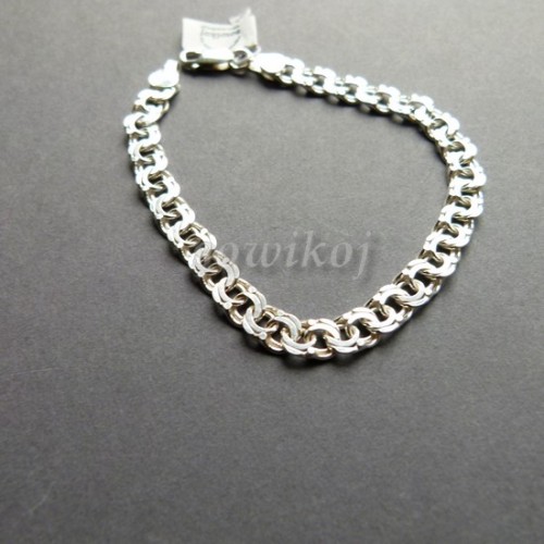 Gruba srebrna bransoleta męska do kompletu z łańcuszkiem - wzór Garibaldi