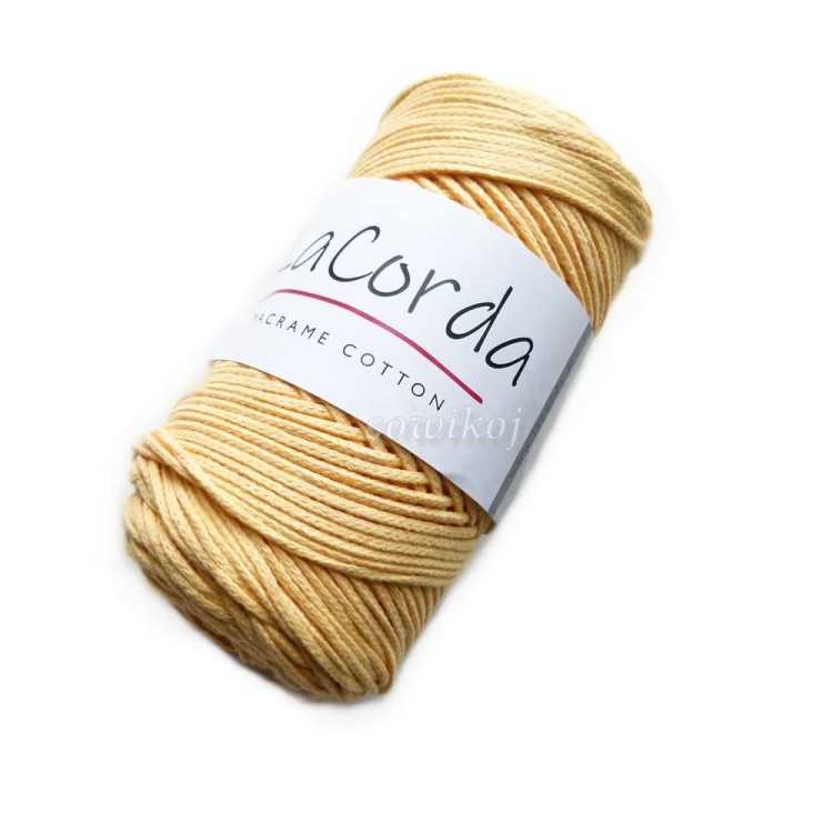 Sznurek bawełniany pleciony bez rdzenia kolor - jasny żółty 420 3mm.