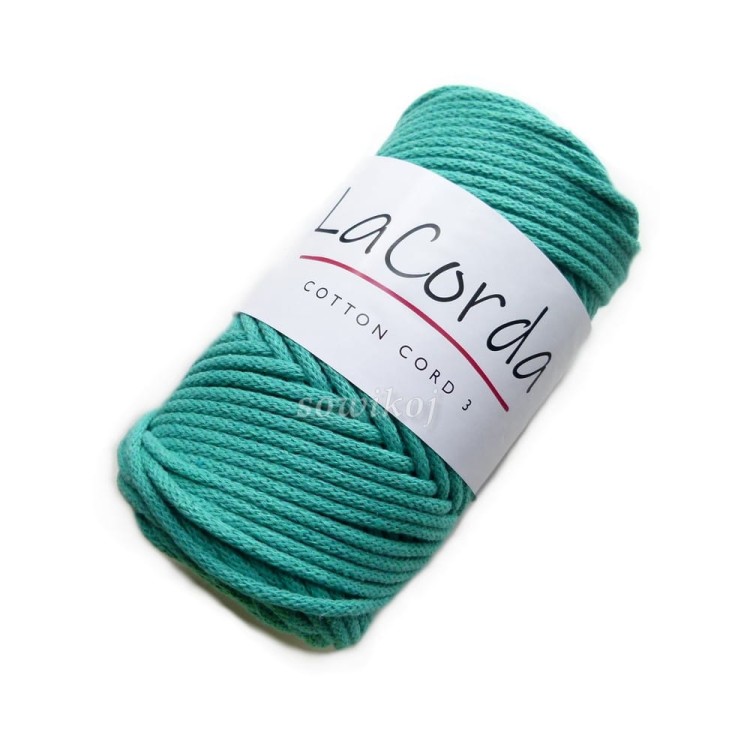 Sznurek bawełniany w kolorze turkusowo miętowym kol.585 3-4mm z rdzeniem.