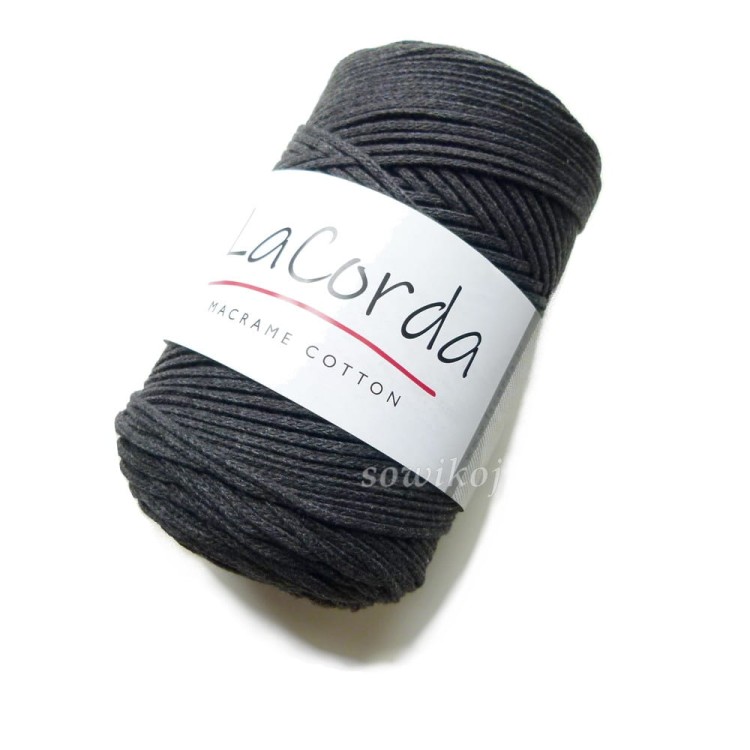 Antracyt - ciemny grafit - sznurek do robótek ręcznych i makramy kol.150.